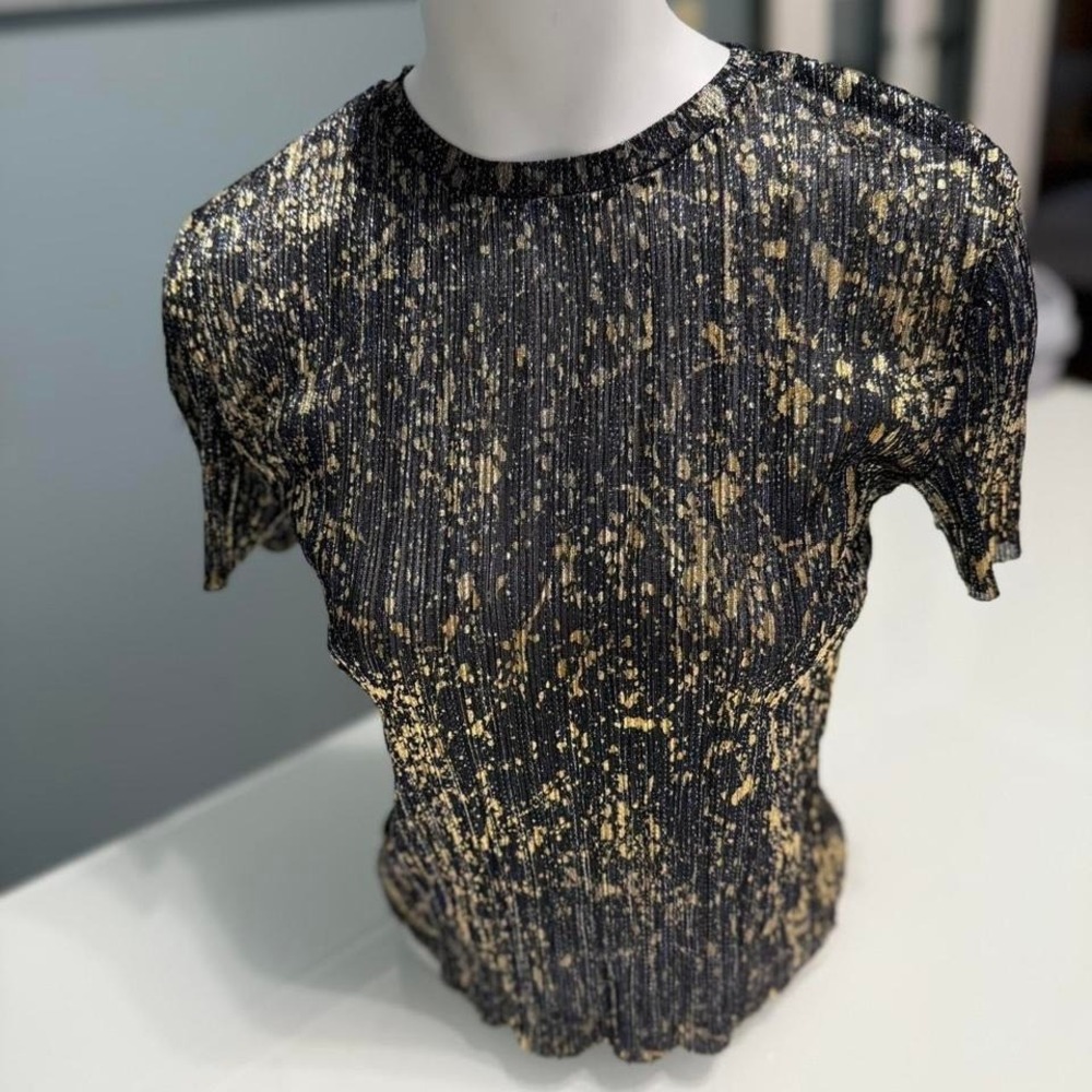 Zara Trafaluc‎ Gold Speckle Shimmer Tee | Night Out Y2K